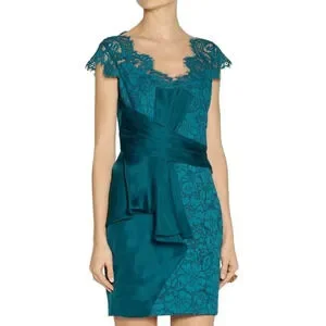 Marchesa Dresses Marchesa Notte Teal Cocktail Dress Lace
